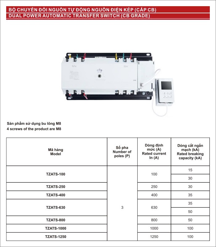 Bộ chuyển nguồn TZATS-100-30kA | Hùng Vương