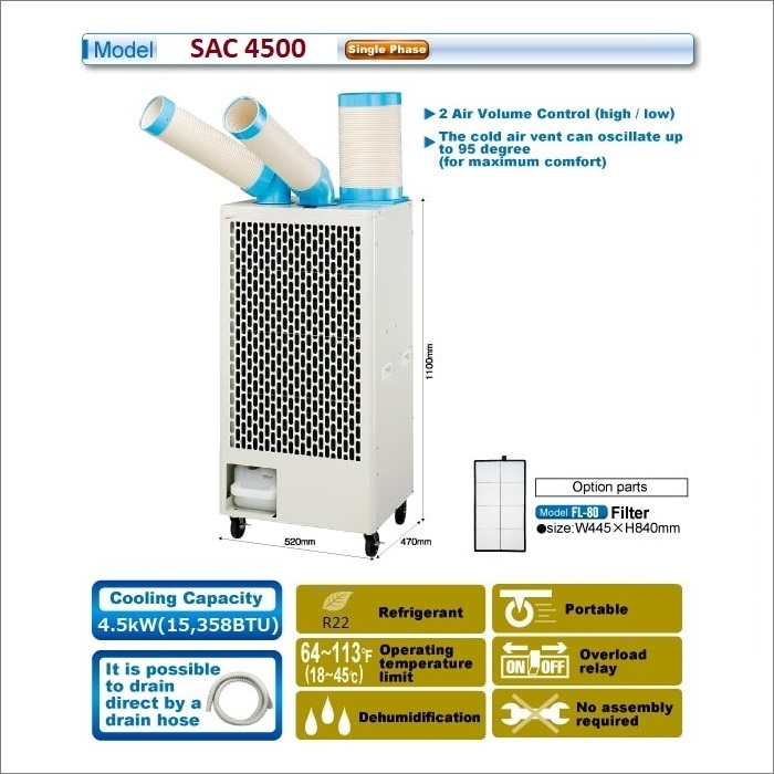 Máy lạnh di động SAC-4500 | Hùng Vương
