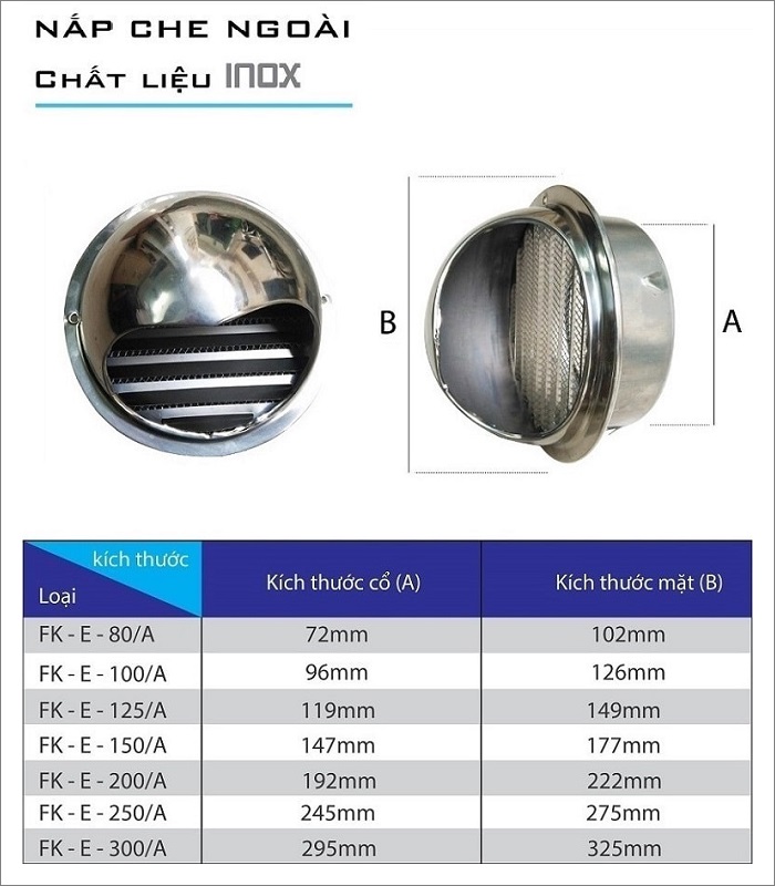Nắp che louver Inox-201 FK-E100 | Hùng Vương