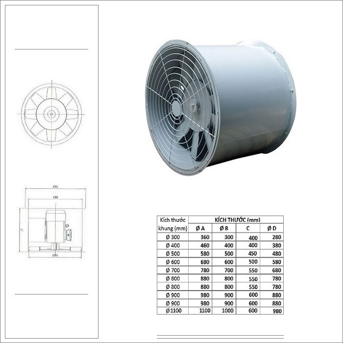 Quạt hướng trục cao áp 15HP | Hùng Vương