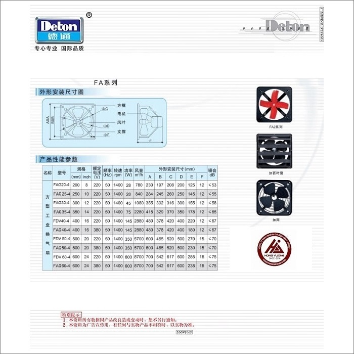 Quạt vuông Deton FAG35-4T-C | Hùng Vương